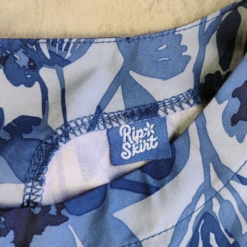 RipSkirt Hawaii Dress Womens Large Blue Floral Pockets Tropical Beachy Vacation - Picture 7 of 12